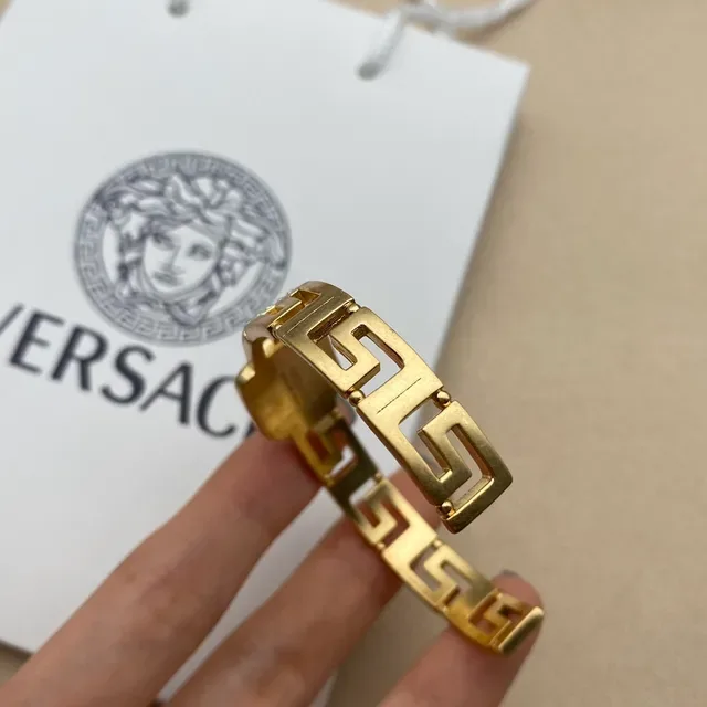 Versace Greca Medusa Manchette Or-Ton Noir Émail Cristal 4