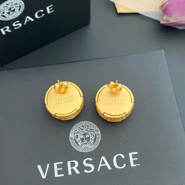 Versace Greca Odissea Brincos com Tachinhas de Cristal Dourado 2
