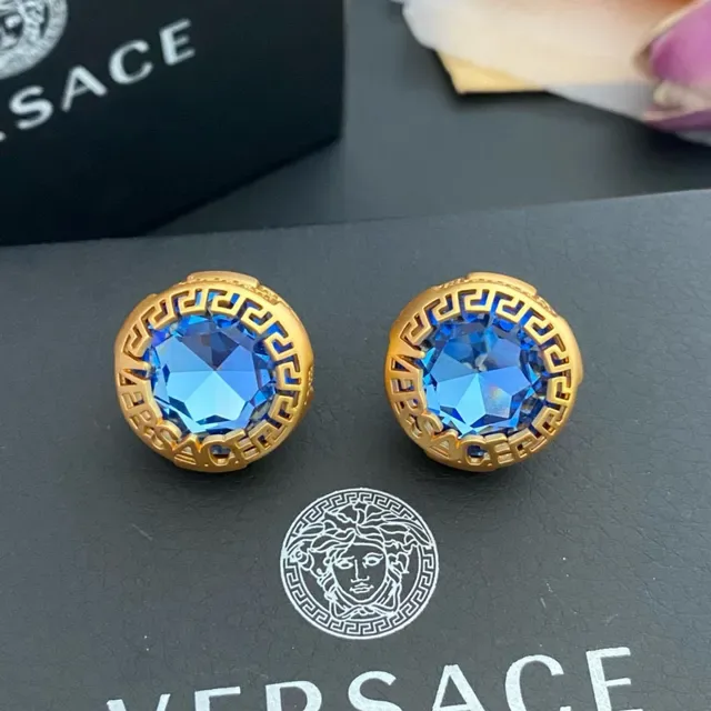 Versace Greca Odissea Brincos com Tachinhas de Cristal Dourado 4