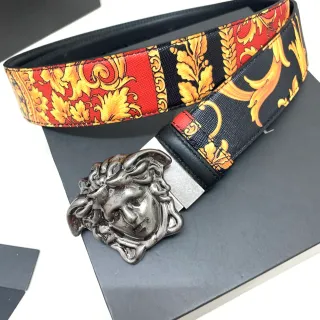 Versace Medusa पट्टा बारोक प्रिंट लाल काला सुनहरा चमड़े का पट्टा