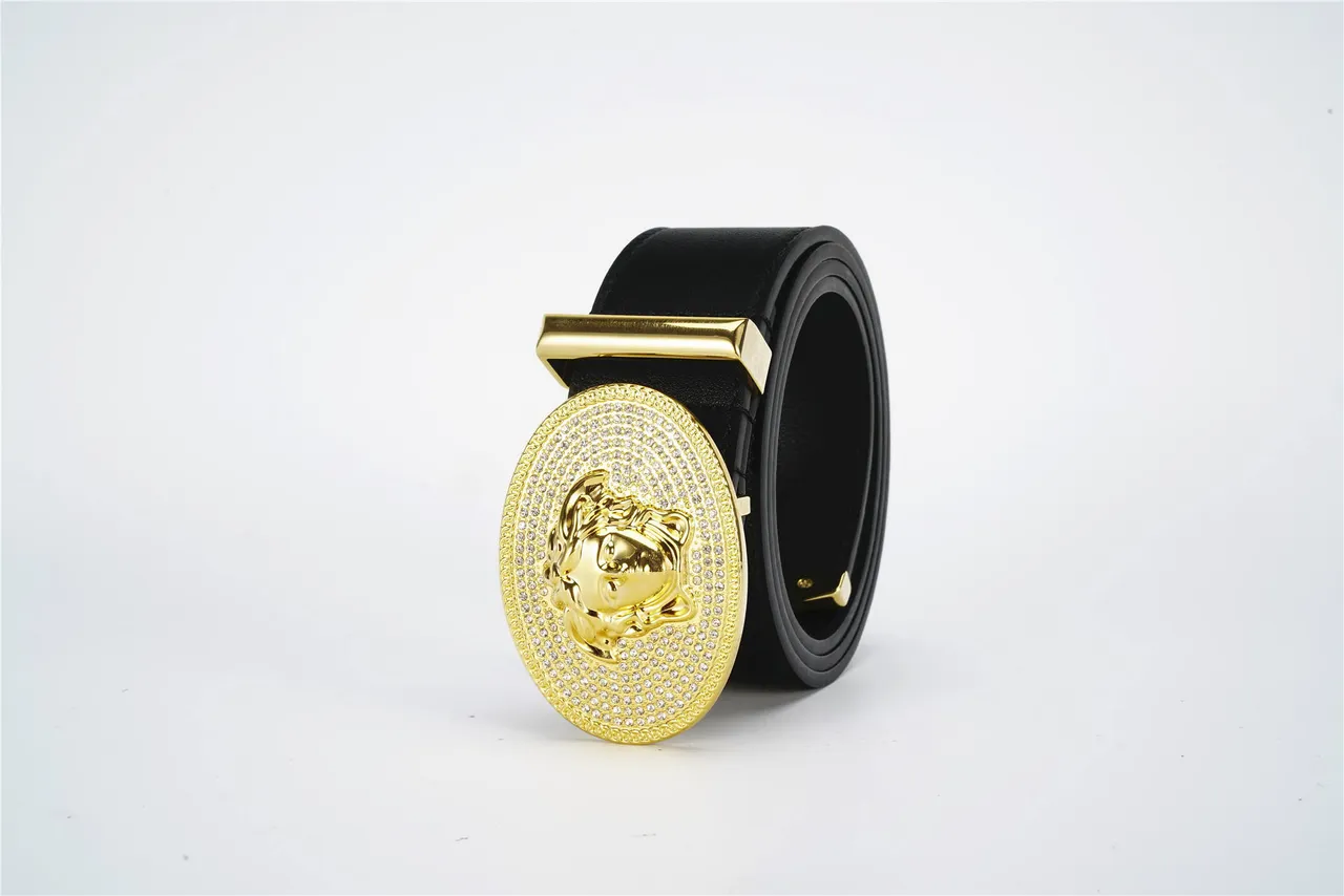 Versace Medusa com cristais fivela oval de ouro cinto de couro 6