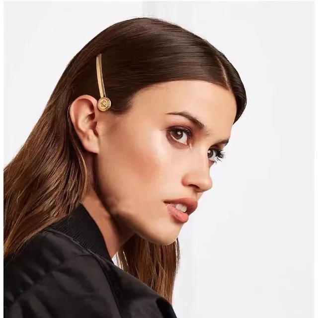 Versace Medusa Head Gold Tone Hairpin Brooch 3