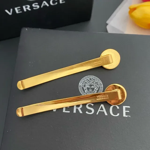 Versace Medusa Head Gold Tone Hairpin Brooch 4
