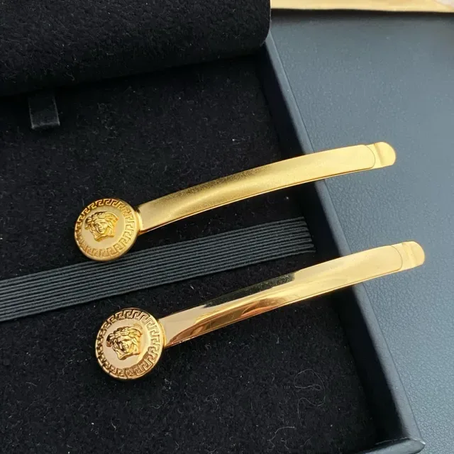 Versace Medusa Head Gold Tone Hairpin Brooch 5