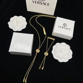 Versace Medusa Péndant Cadena Dorada Blanca Medallón de Cabeza Collar