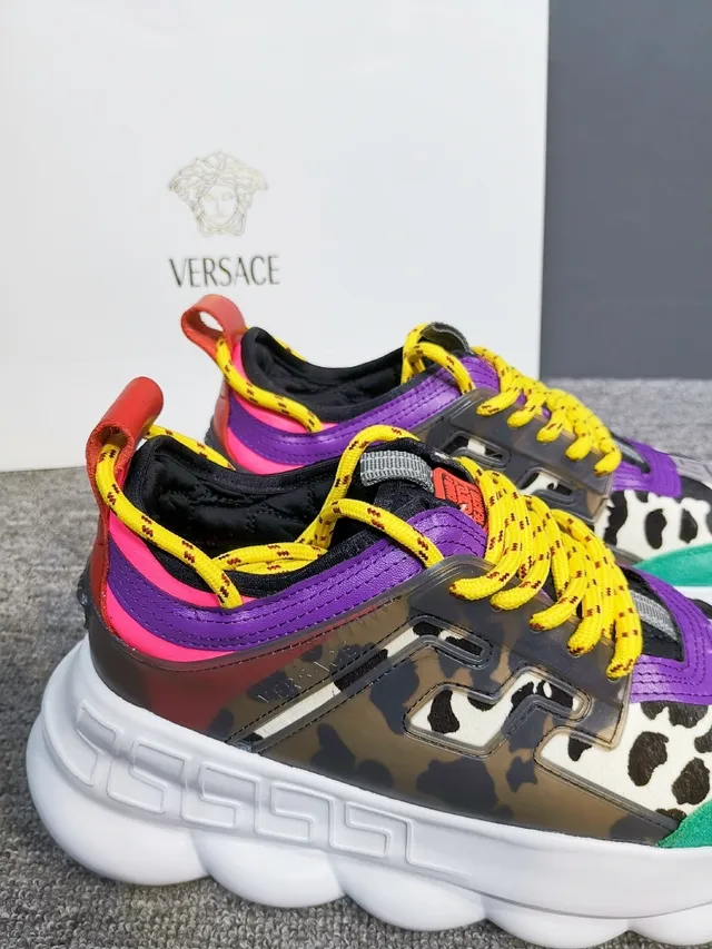 Versace Multicolor Patchwork Cow-Print And Overlays Chunky Sneakers 3