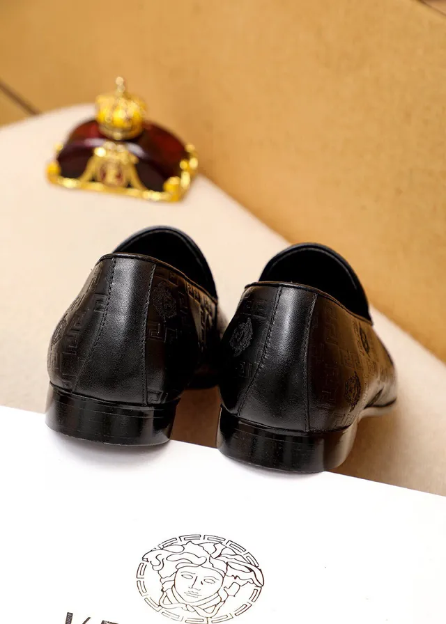 Versace Odissea Black Embossed Greca Pattern Medusa Motif Loafer 3