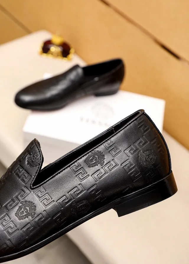 Versace Odissea Black Embossed Greca Pattern Medusa Motif Loafer 4
