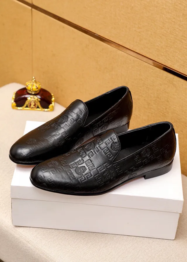 Versace Odissea Black Embossed Greca Pattern Medusa Motif Loafer 8