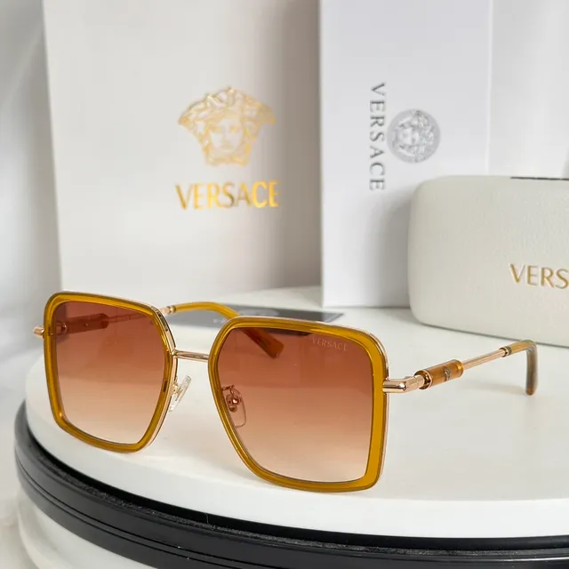 Versace Odissea أسود ذهبي مربع إطار أسيتات تفاصيل معدنية نظارات بصرية 6