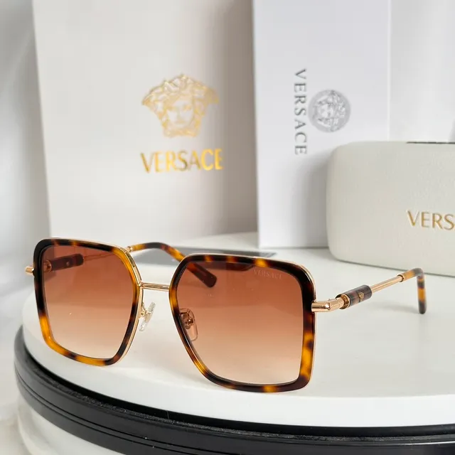Versace Odissea أسود ذهبي مربع إطار أسيتات تفاصيل معدنية نظارات بصرية 9