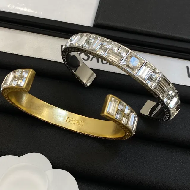 Versace Odissea Crystal-Pavé Greca Key Open Cuff Bracelets 2