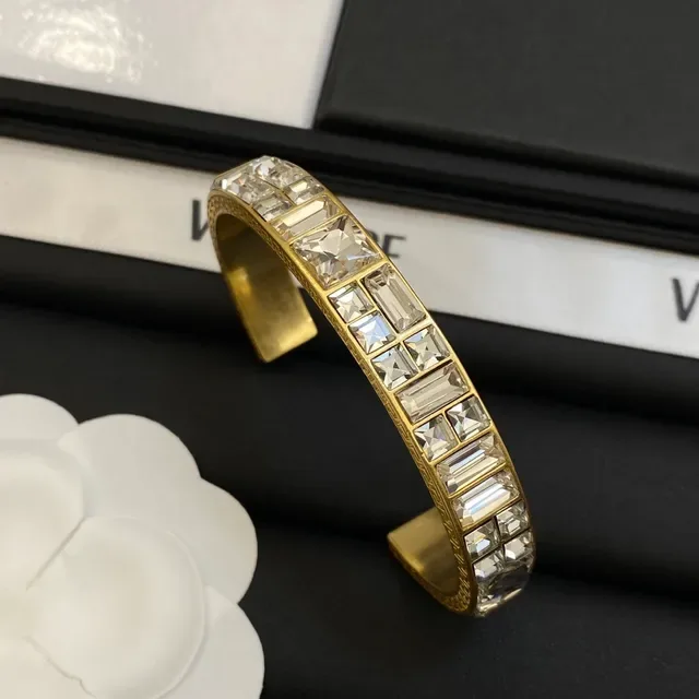 Versace Odissea Crystal-Pavé Greca Key Open Cuff Bracelets 4
