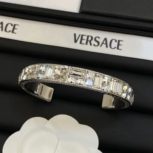 Versace Odissea Crystal-Pavé Greca Key Open Cuff Bracelets 6
