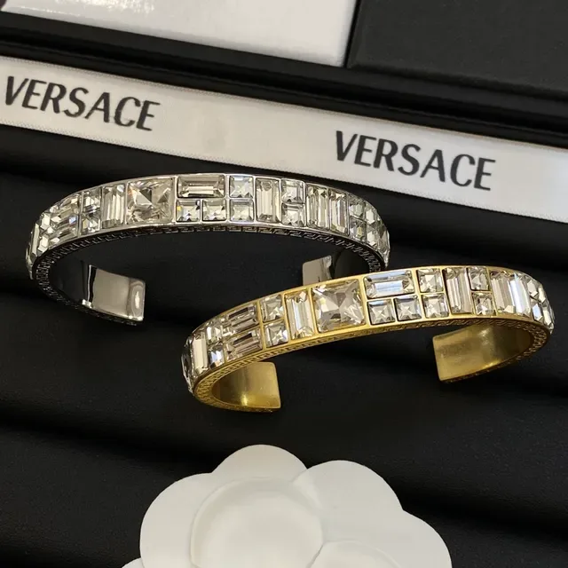 Versace Odissea Crystal-Pavé Greca Key Open Cuff Bracelets 7