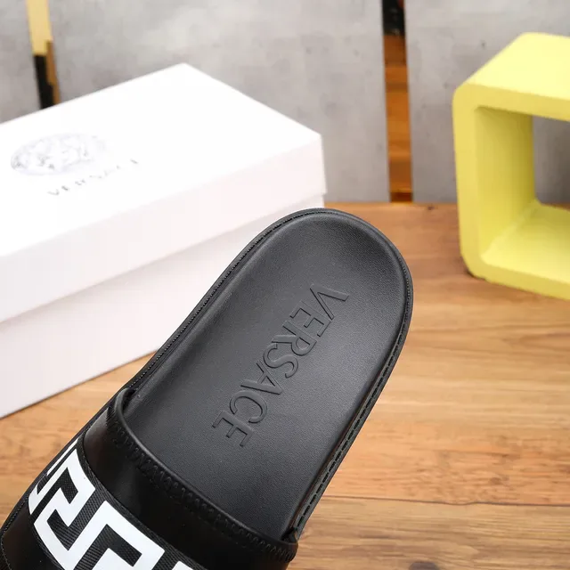Versace Odissea Greca Key Pattern Black Slippers 3