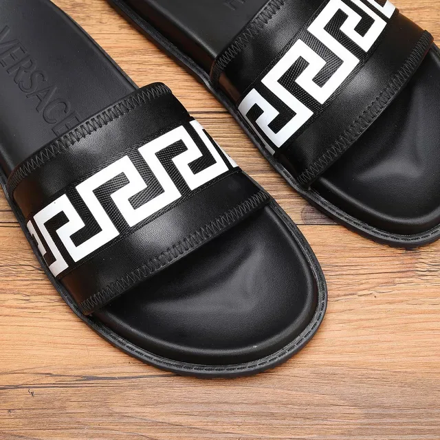 Versace Odissea Greca Key Pattern Black Slippers 6