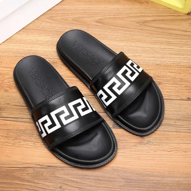 Versace Odissea Greca Key Pattern Black Slippers 9