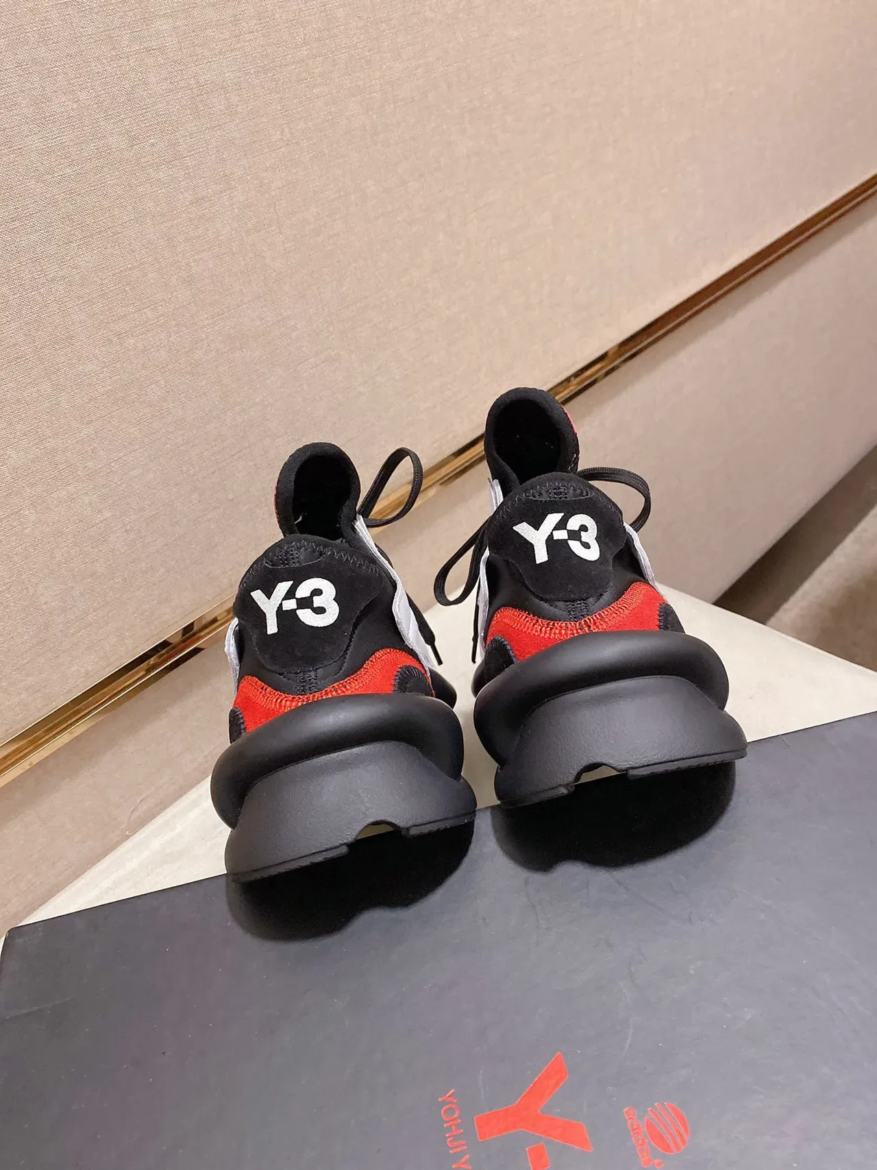 Y-3 Kaiwa White Black Red Chunky Sneakers 3