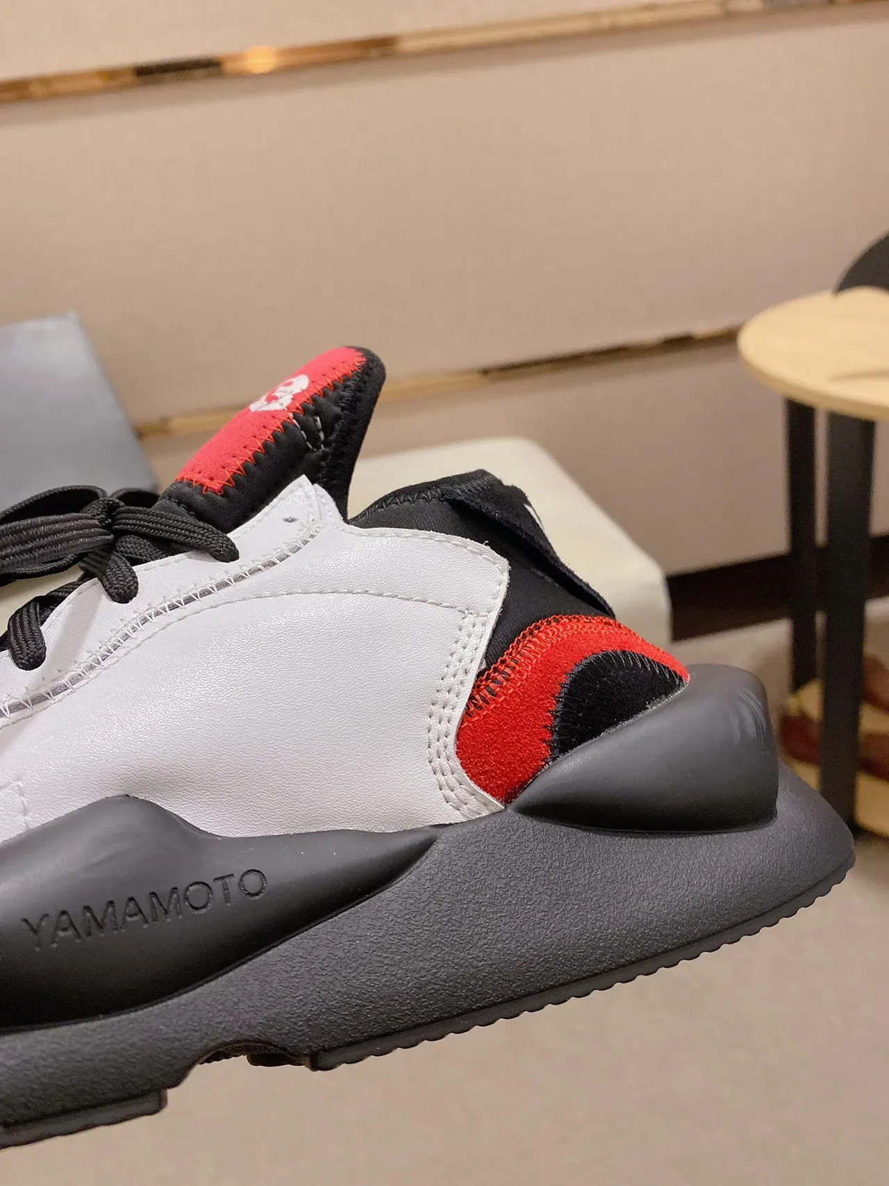 Y-3 Kaiwa White Black Red Chunky Sneakers 4
