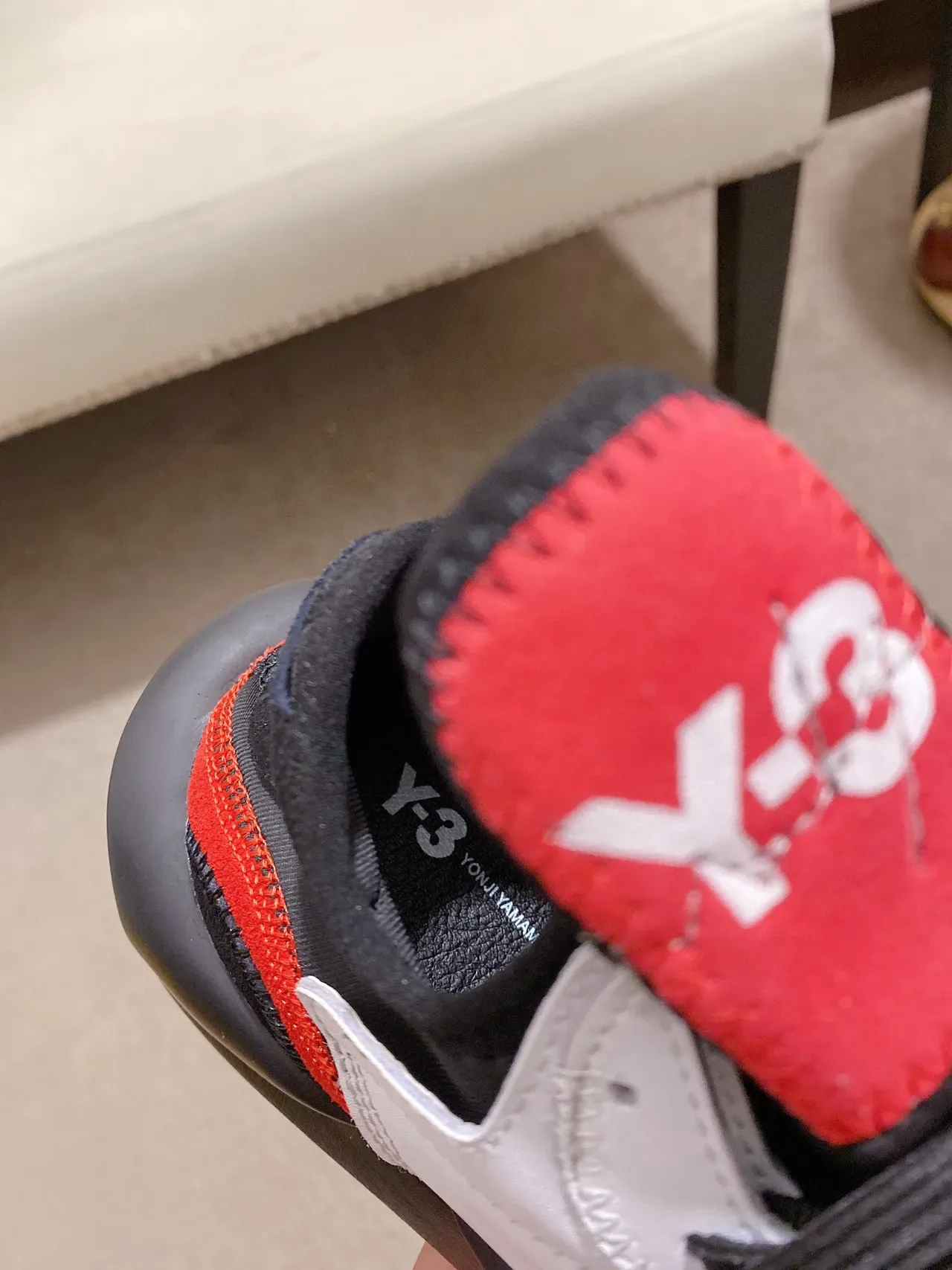 Y-3 Kaiwa White Black Red Chunky Sneakers 5