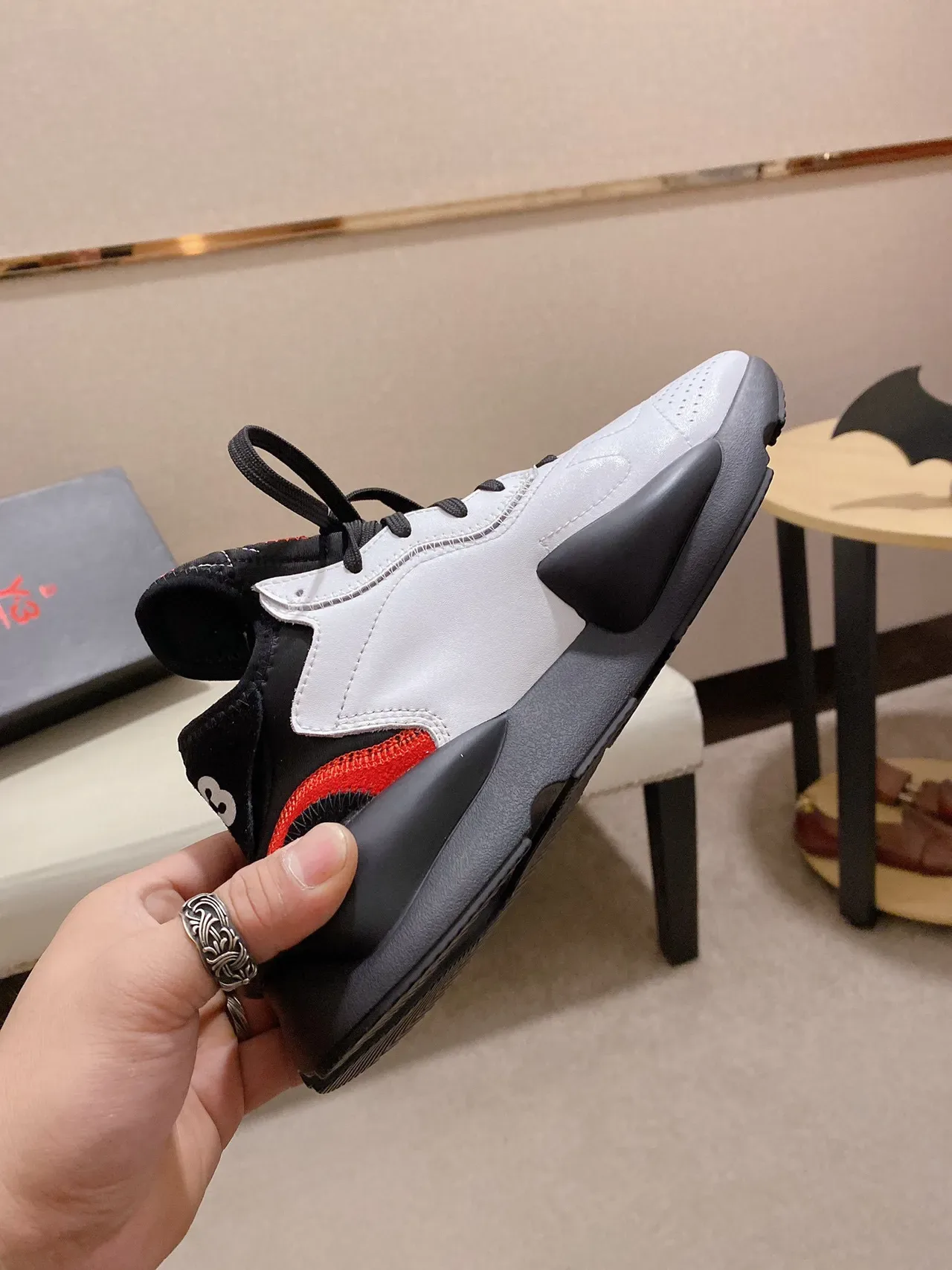 Y-3 Kaiwa White Black Red Chunky Sneakers 6