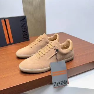 Zegna Beige Suede Low-Top Lifestyle Sneakers