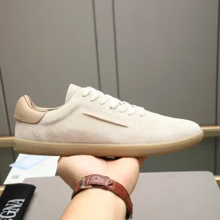Zegna 米色麂皮极简生活方式运动鞋