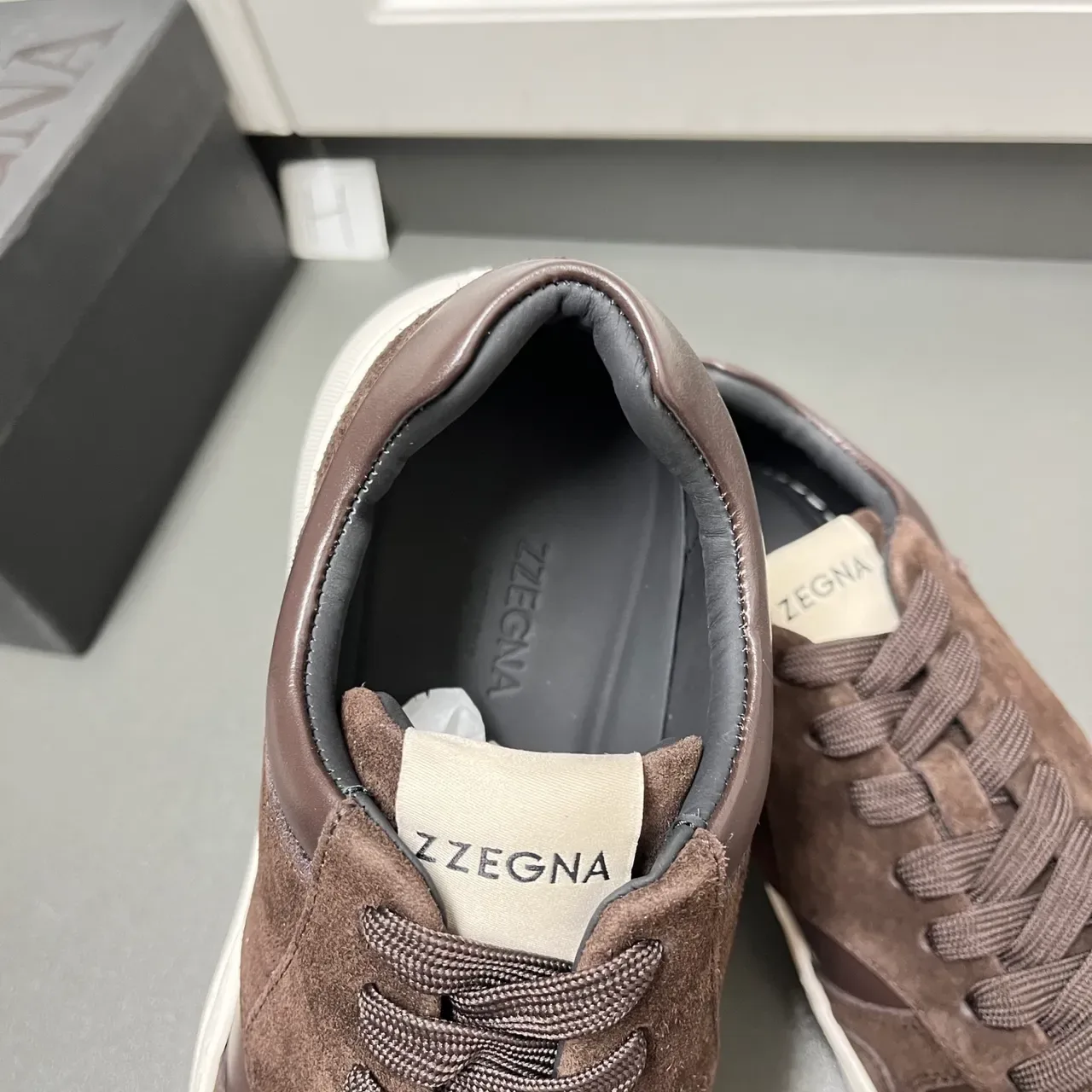 Zegna Brown Suede and Leather Panelled White Sole Lifestyle Sneakers 3