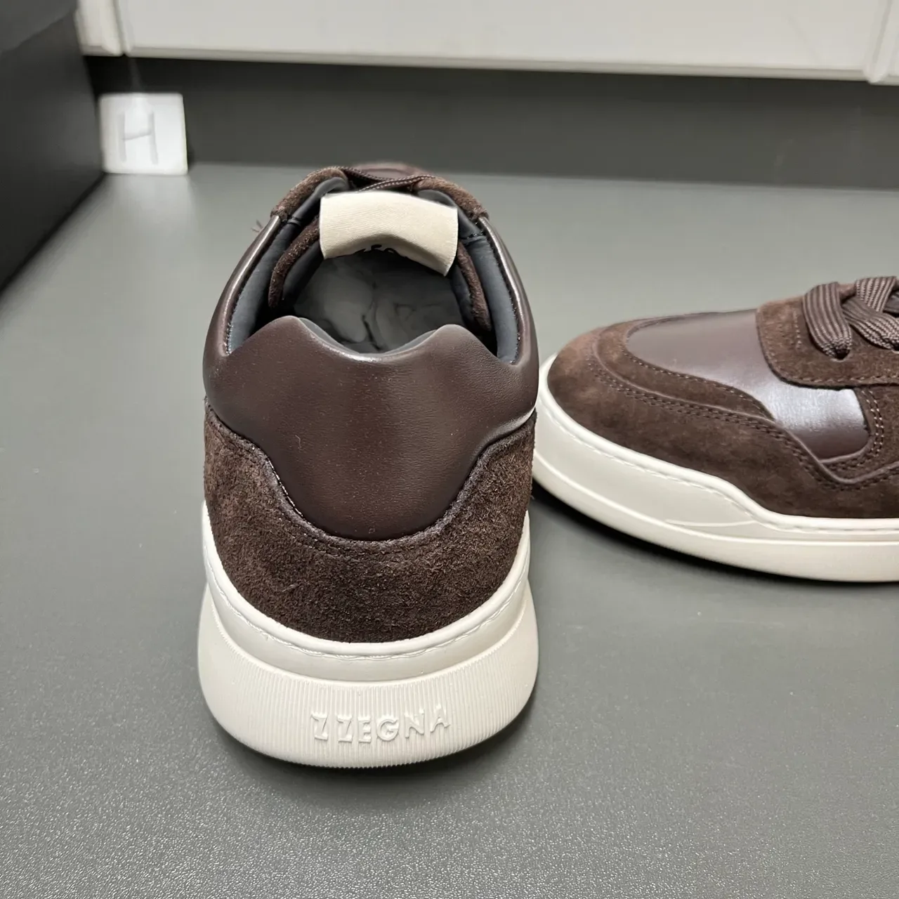 Zegna Brown Suede and Leather Panelled White Sole Lifestyle Sneakers 4