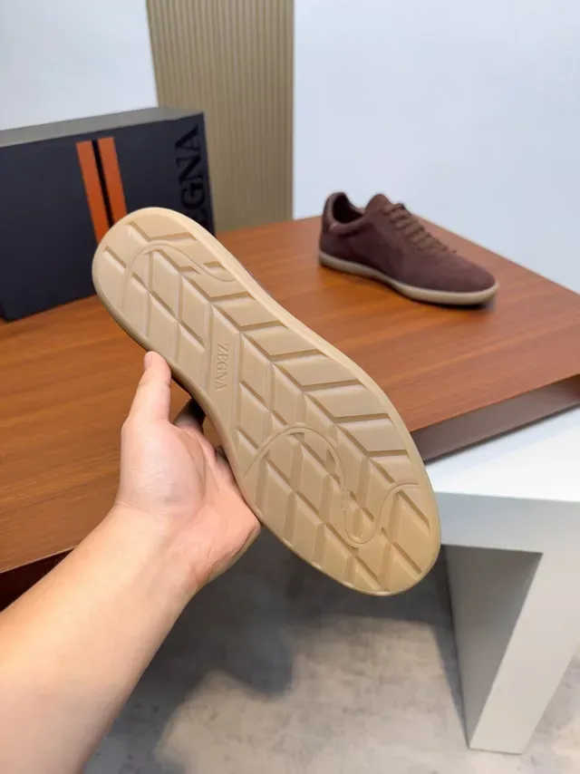 Zegna Brown Suede Low-Top Lace-Up Lifestyle Sneakers 2