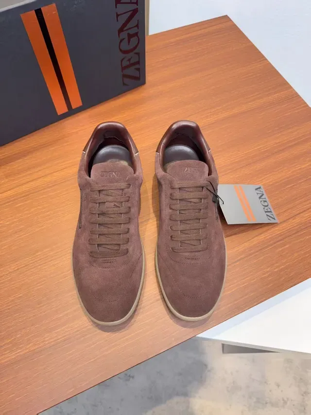 Zegna Brown Suede Low-Top Lace-Up Lifestyle Sneakers 5