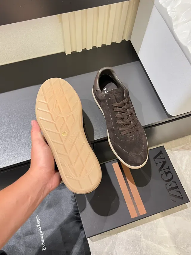 Zegna Brown Suede Low-Top Lifestyle Sneakers 3