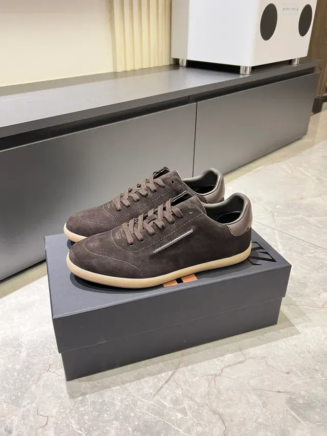 Zegna Brown Suede Low-Top Lifestyle Sneakers 4