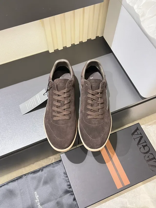 Zegna Brown Suede Low-Top Lifestyle Sneakers 5