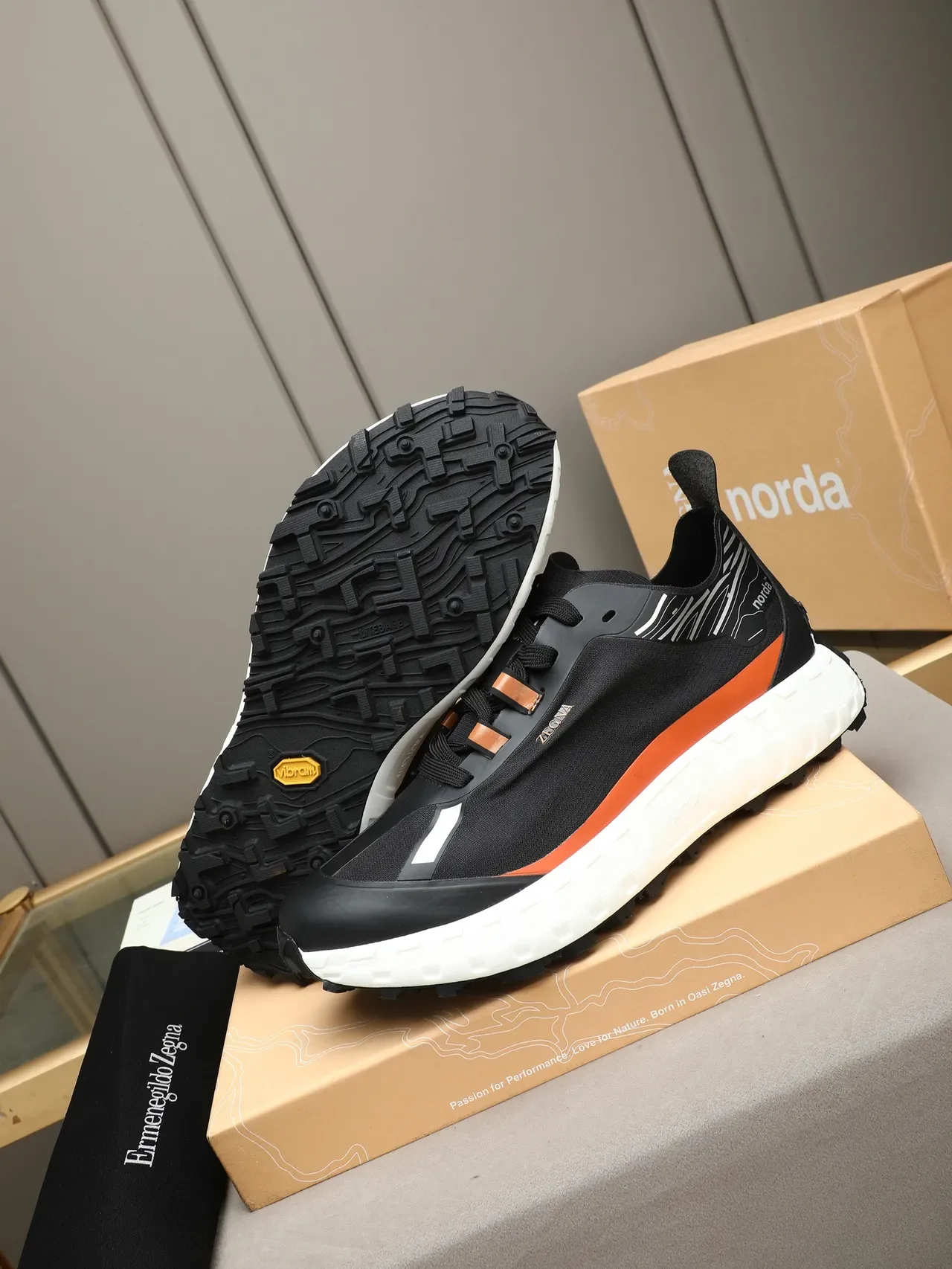 Zegna Lifestyle Sneaker Black Orange White Technical Mesh Sneakers 4
