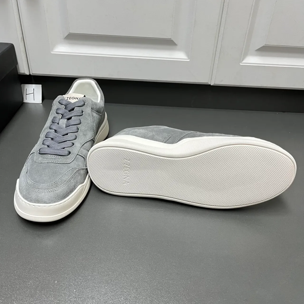 Zegna Lifestyle Sneaker Gray White Suede Upper Panelled Construction Lifestyle Sneakers 2