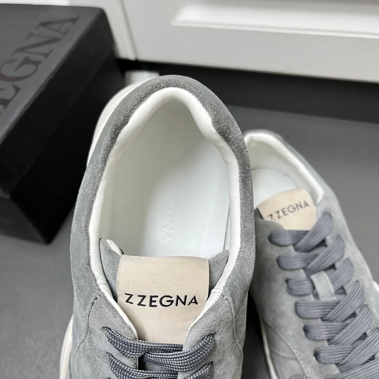 Zegna Lifestyle Sneaker Gray White Suede Upper Panelled Construction Lifestyle Sneakers 4