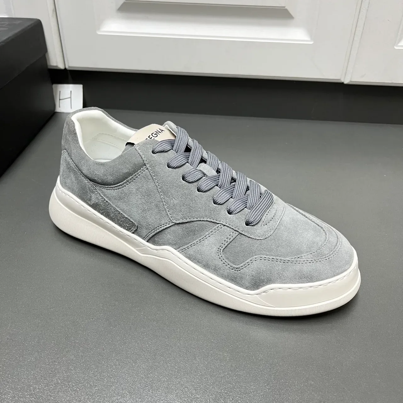 Zegna Lifestyle Sneaker Gray White Suede Upper Panelled Construction Lifestyle Sneakers 5