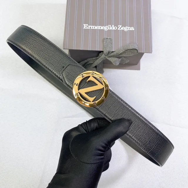 Zegna Logo Buckle Black Croc-Embossed Ceinture en cuir 3