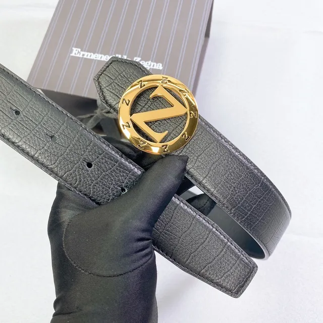 Zegna Logo Buckle Black Croc-Embossed Ceinture en cuir 4