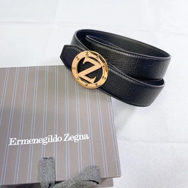 Zegna Logo Buckle Black Croc-Embossed Ceinture en cuir 5