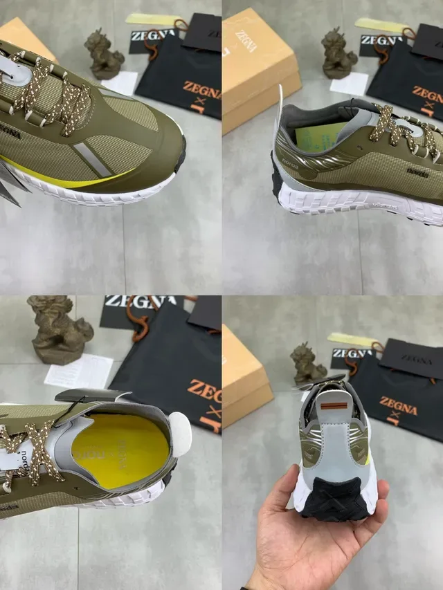 Zegna Sneakers Lifestyle Vert Olive et Jaune 2