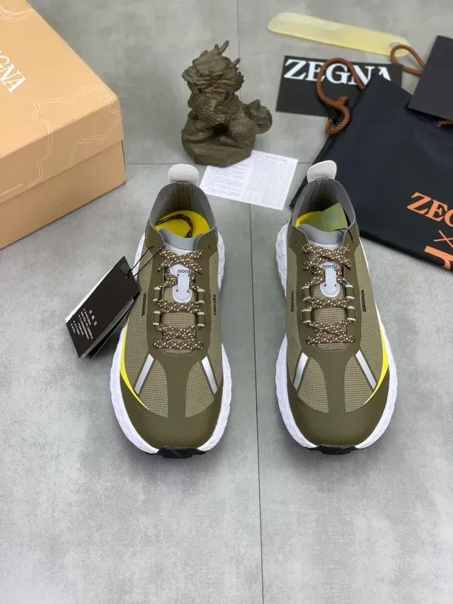 Zegna Sneakers Lifestyle Vert Olive et Jaune 5