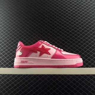 A Bathing Ape Bape Sta Low Pink Red Glossy Patent Upper Star-Side Logo Lifestyle Sneakers