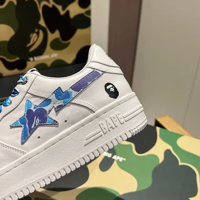 A Bathing Ape BAPE STA White Blue Camo Graphic Lifestyle Sneakers 3