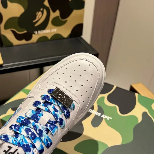 A Bathing Ape BAPE STA White Blue Camo Graphic Lifestyle Sneakers 4
