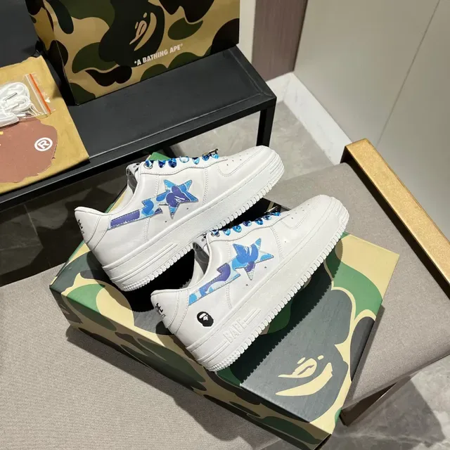 A Bathing Ape BAPE STA White Blue Camo Graphic Lifestyle Sneakers 6