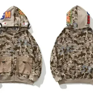 A Bathing Ape भूरा बहुरंगी पूर्ण जिप एबीसी कैमो जैकेट