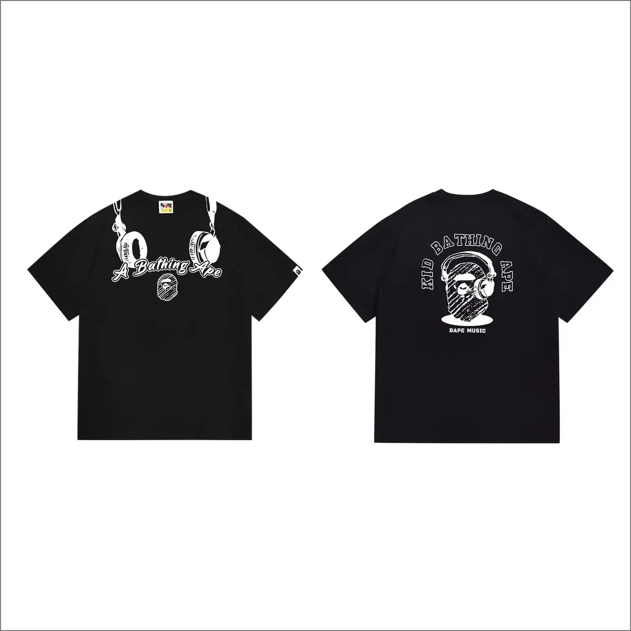 A Bathing Ape Headphone Graphic Black T-Shirt 4